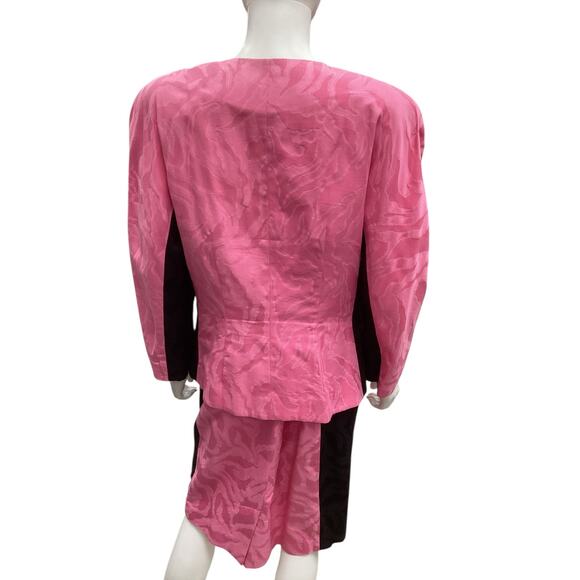 VTG Rickie Freeman For Teri Jon Suit Set Women’s SZ 14 Blazer+Skirt Pink & Black - Picture 4 of 8